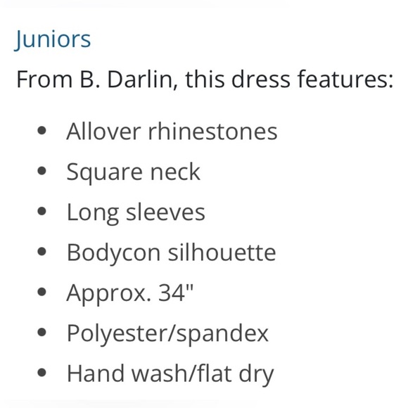 B Darlin White Long Sleeve Dress with Silver stones Size 3/4 Junior - Picture 6 of 6